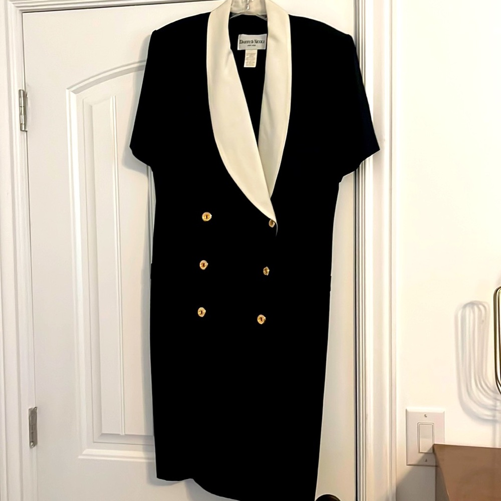 Danny & Nicole 80s Vintage Double Breasted Blazer Black/White Dress Small Size 4
